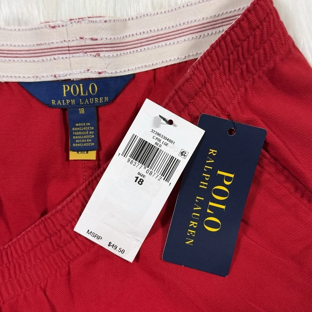 Polo Ralph Lauren Youth Boys Size 18 Red‎ Heritage Twill Cotton Pull On Shorts